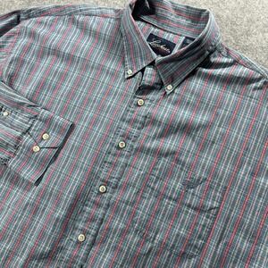 Lucchese Classics Button Down Shirt Mens XXL Blue Red Plaid Stripe Western Yoke